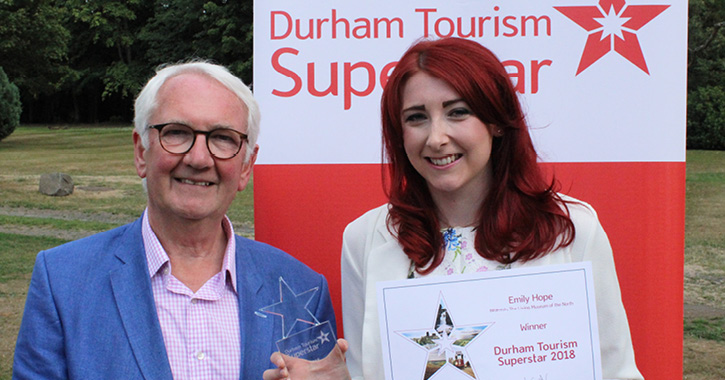 Emily Hope Durham Tourism Superstar and Ivor Stolliday, chairman of Visit County Durham